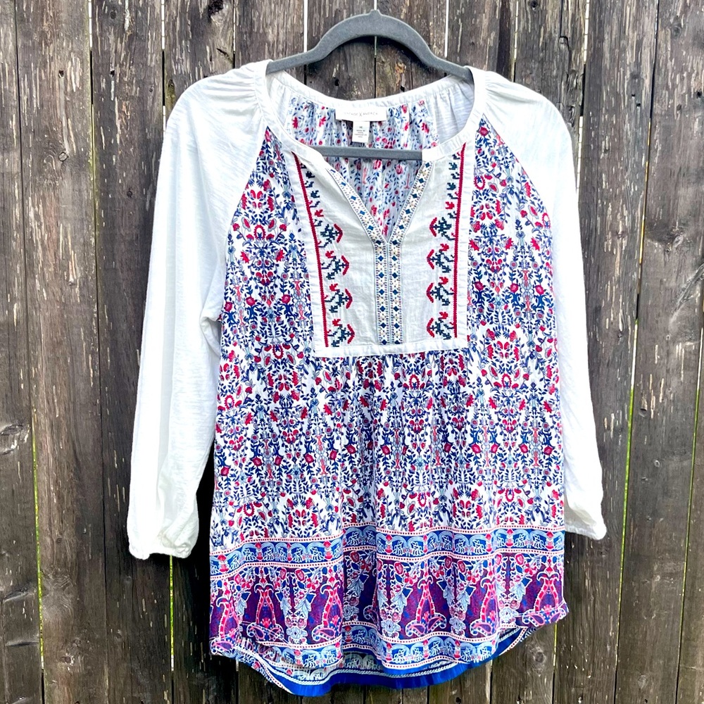 Vintage America Boho Tunic Top, Size M